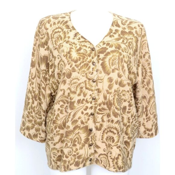 Alfred Dunner Wool Blend PLUS 2X Gold Beaded Button Cardigan 3/4 Sleeves Party - Picture 1 of 12